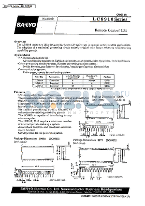 LC8913 datasheet - Remote Control LSI