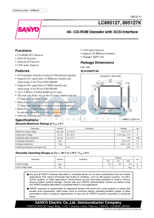 LC895127K datasheet - 40 x CD-ROM Decoder with SCSI Interface