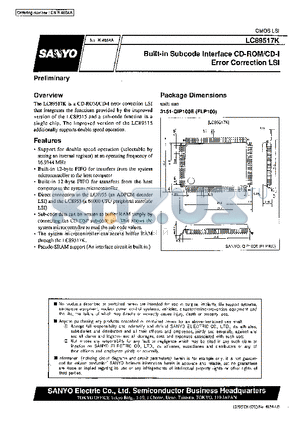 LC89517K datasheet - Built-in Subcode Interface CD-ROM/CD-I Error Correction LSI