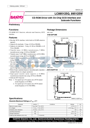 LC895125Q datasheet - CD-ROM Driver with On-Chip SCSI Interface and Subcode Functions