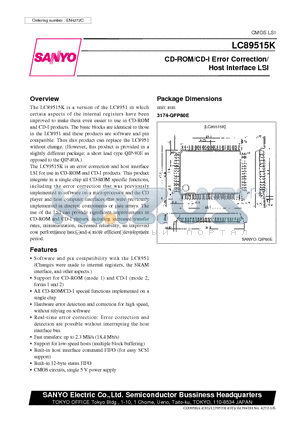 LC89515K datasheet - CD-ROM/CD-I Error Correction/ Host Interface LSI