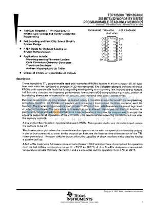 JBP18S030MJ datasheet - 256 BITS (32 WORDS BY 8 BITS) PROGRAMMABLE READ-ONLY MEMORIES