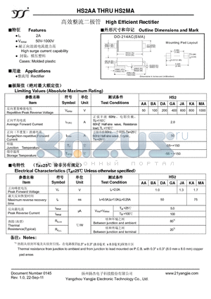 HS2AA datasheet - High Efficient Rectifier