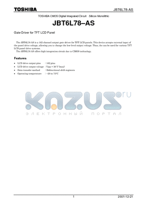 JBT6L78-AS datasheet - Gate Driver for TFT LCD Panel