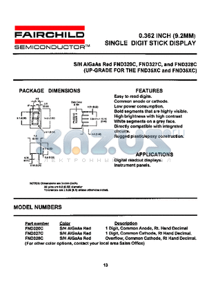 FND328C datasheet - SINGLE DIGIT STICK DISPLAY