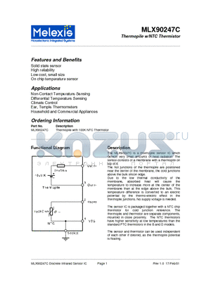 MLX90247C datasheet - Thermopile w/NTC Thermistor