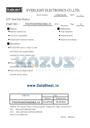 FND566IDR datasheet - 0.52 Dual Digit Displays