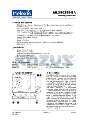 MLX90255-BA datasheet - Linear Optical Array