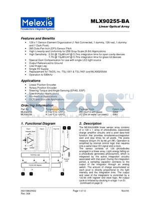 MLX90255KUC-BAM datasheet - Linear Optical Array