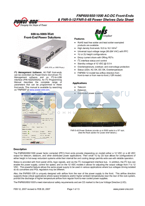 FNP600 datasheet - 600-to-5000-Watt Front-End Power Solutions