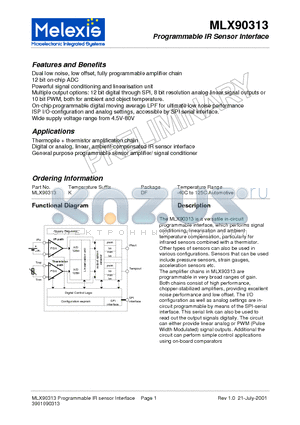 MLX90313 datasheet - Programmable IR Sensor Interface