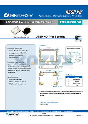 FNSURV054 datasheet - 3.3V CMOS Low-Jitter 54 MHz MPEG4 XO