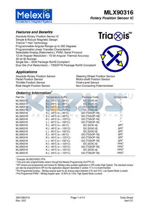 MLX90316KDC-PPA datasheet - Rotary Position Sensor IC