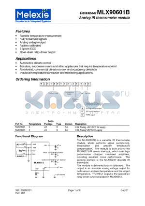 MLX90601B datasheet - Analog IR thermometer module