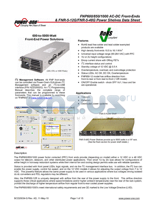 FNP850-12R datasheet - 600-to-5000-Watt Front-End Power Solutions