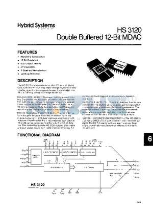 HS3120B-2 datasheet - Double Buffered 12-Bit MDAC