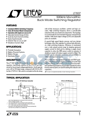 LT1507IS8 datasheet - 500kHz Monolithic Buck Mode Switching Regulator