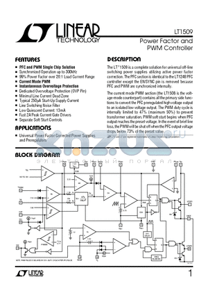 LT1509ISW datasheet - Power Factor and PWM Controller
