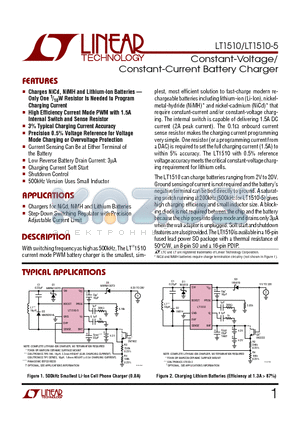 LT1510CGN datasheet - Constant-Voltage/ Constant-Current Battery Charger