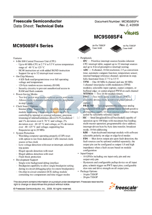 MC9S08SF4MTJ datasheet - Technical Data