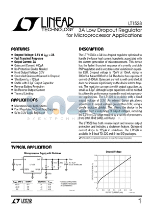 LT1528 datasheet - 3A Low Dropout Regulator for Microprocessor Applications