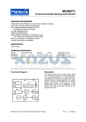 MLX90711SA datasheet - Position/movement Sensing Auto-Shutoff