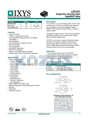 LCA127LS datasheet - Single-Pole, Normally Open OptoMOS Relay