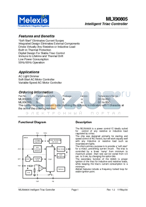 MLX90805SL-X datasheet - Intelligent Triac Controller