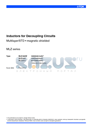 MLZ2012 datasheet - Inductors for Decoupling Circuits