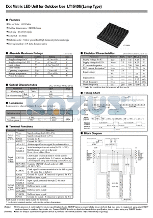 LT1540M datasheet - Dot Matrix LED Unit for Outdoor Use (Lamp Type)