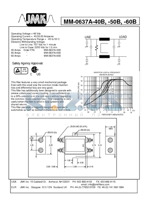 MM-0637A-40B datasheet - Operating Voltage = 48 Vdc Operating Current = 40,50,60 Amperes