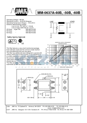 MM-0637A-50B datasheet - Operating Voltage = 48 Vdc Operating Current = 40,50,60 Amperes