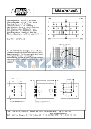 MM-0787-80B datasheet - Operating Voltage = 250/480 V~, 50 / 60 Hz Operating Voltage = 125/208 V~, 50 - 400 Hz