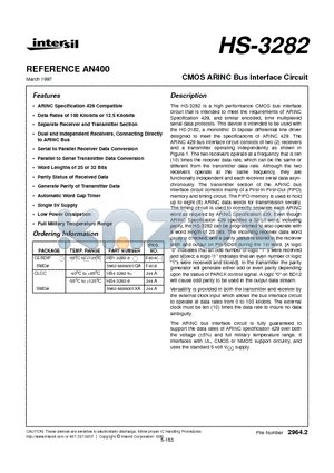 HS4-3282-8 datasheet - CMOS ARINC Bus Interface Circuit