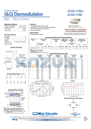 JCIQ-176D+ datasheet - I&Q Demodulator