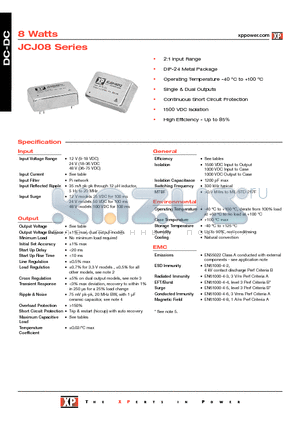 JCJ0812D05 datasheet - DC-DC Power Supplies