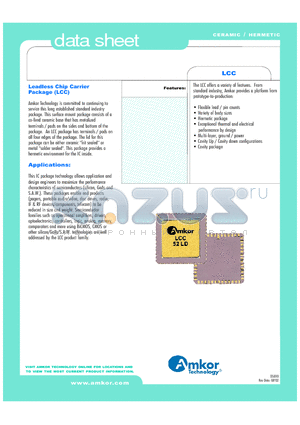 LCC datasheet - Leadless Chip Carrier Package