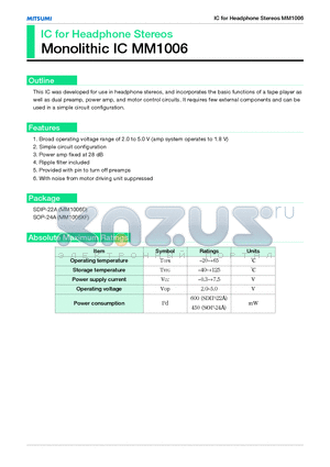 MM1006 datasheet - Monolithic IC MM1006