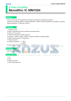 MM1024AF datasheet - S Video Amplifier Monolithic IC MM1024