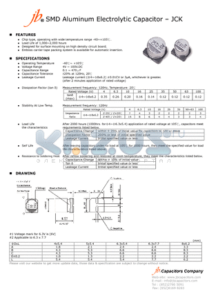 JCK datasheet - SMD Aluminum Electrolytic Capacitor