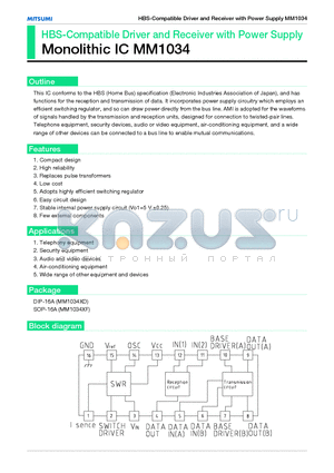 MM1034 datasheet - HBS-Compatible Driver and Receiver with Power Supply