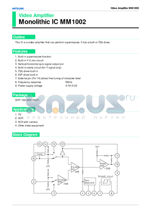 MM1002 datasheet - Video Amplifier