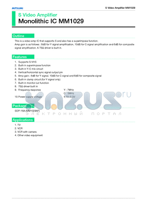 MM1029 datasheet - S Video Amplifier