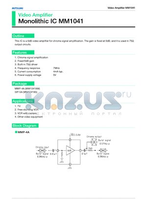 MM1041XS datasheet - Monolithic IC MM1041