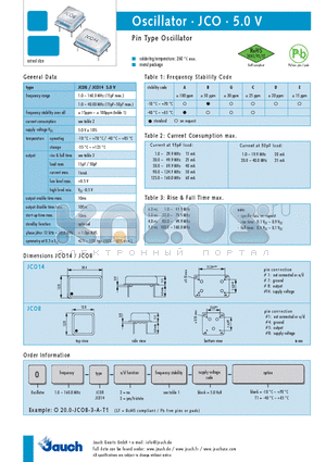 JCO8 datasheet - Oscillator