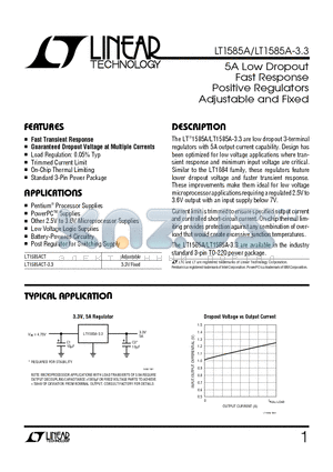 LT1585A datasheet - 5A Low Dropout Fast Response Positive Regulators Adjustable and Fixed