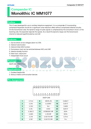 MM1077 datasheet - Compander IC