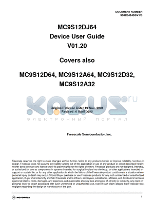 MC9S12D32 datasheet - Device User Guide V01.20