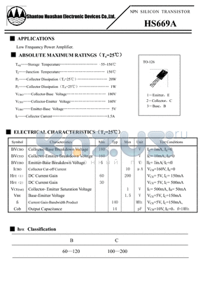 HS669A datasheet - NPN SILICON TRANSISTOR