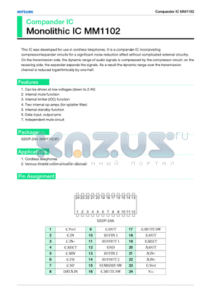 MM1102 datasheet - Monolithic IC